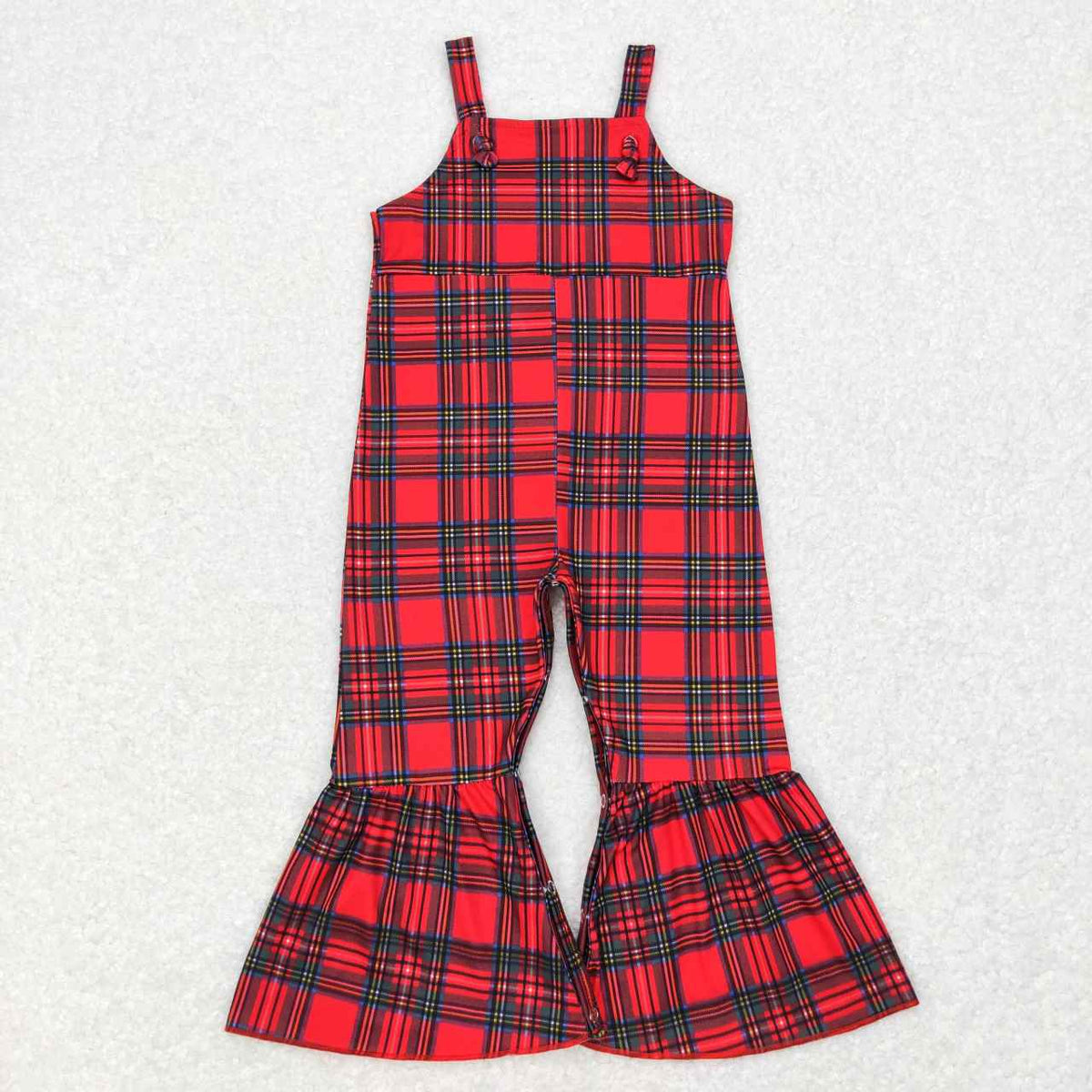 SR0479 Red & green checkered girls jumpsuits