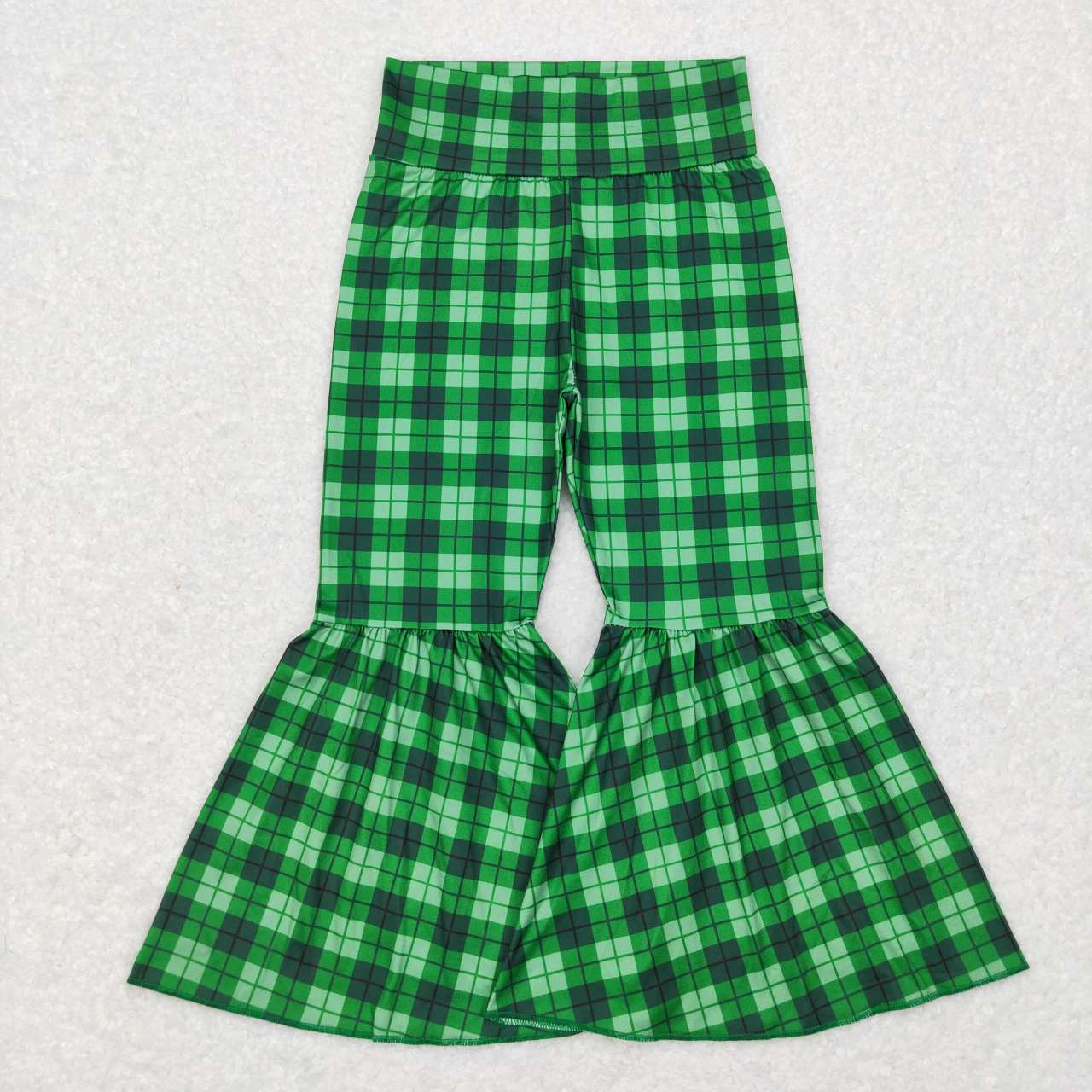 P0341 Green checkered milk silk girls pants