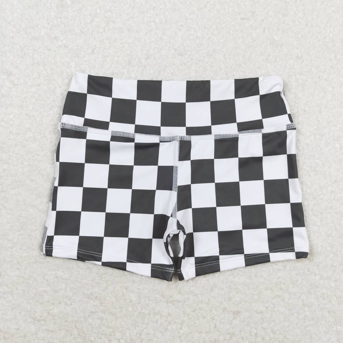 SS0219 black checkered girls shorts