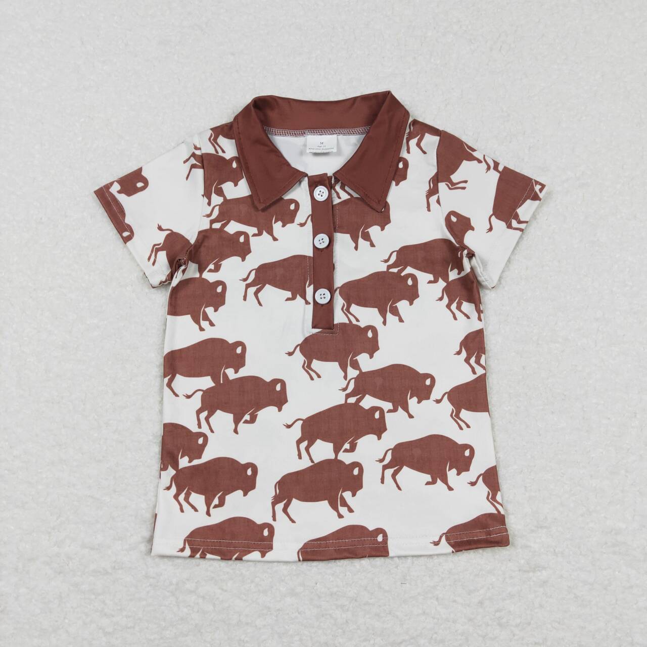 BT0175 Cow brown short sleeve boys top
