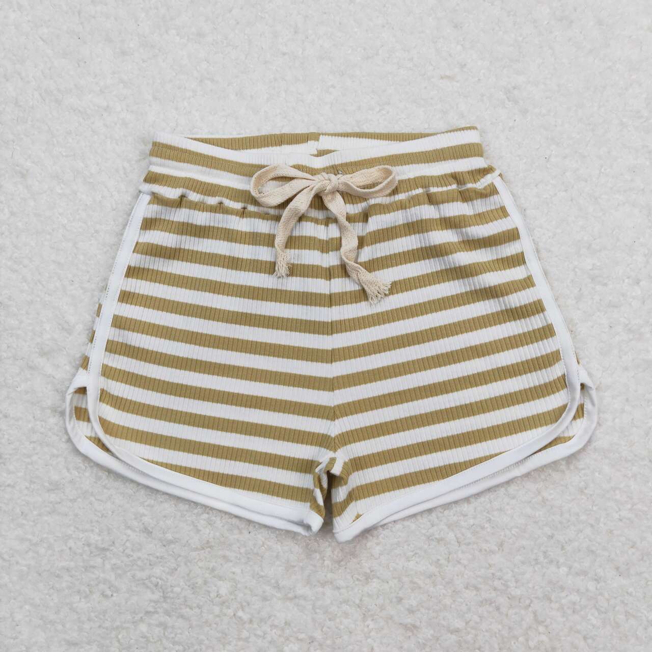 SS0329 brown&green striped girls shorts
