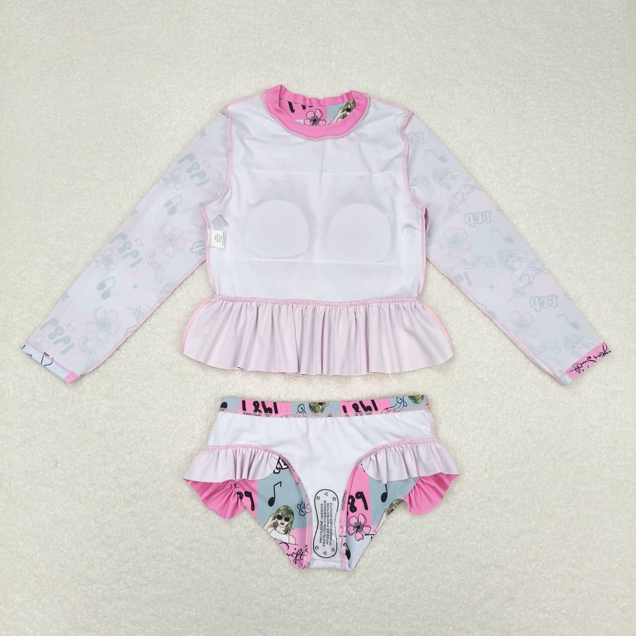 S0348 country singer 1989 long sleeve 2pcs girls swimsuits