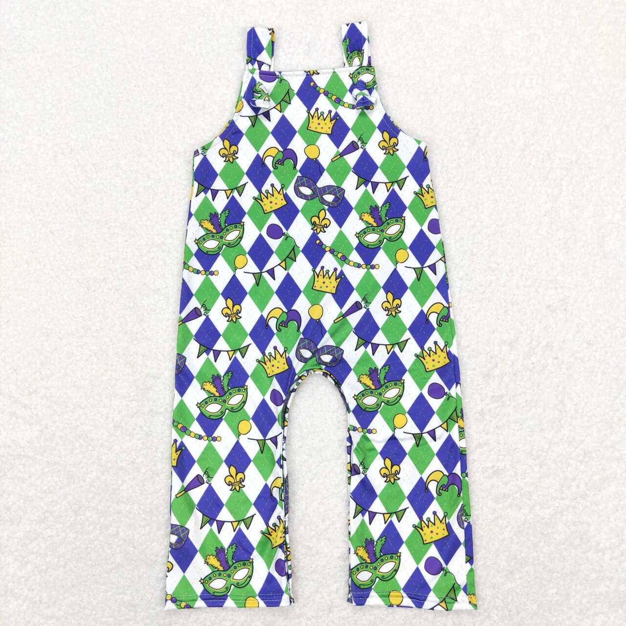 SR0600 Mardi Gras cartoon sleeveless kids romper