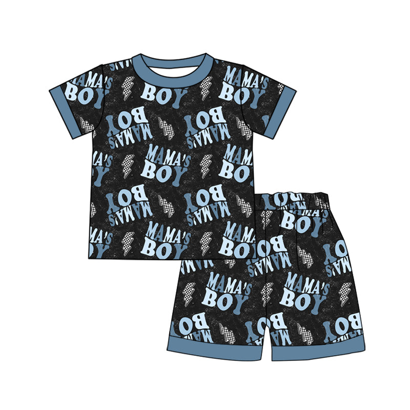 custom mamas boy blue Summer shorts boys pajamas