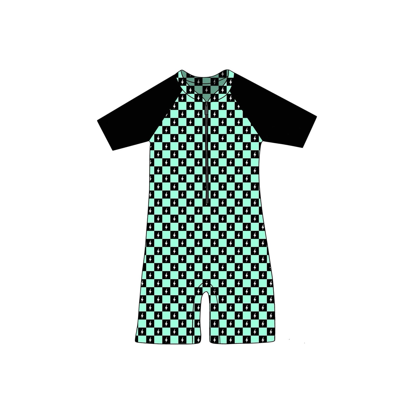 custom cartoon flash green short sleeve boys swimsuits