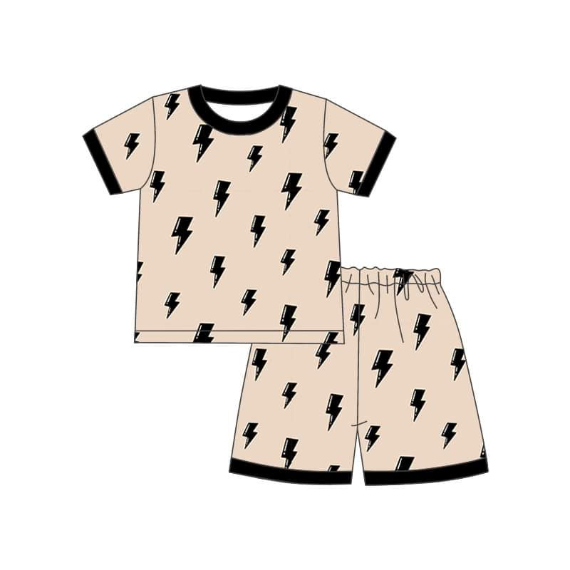 custom flash khaki short sleeve shorts boys set