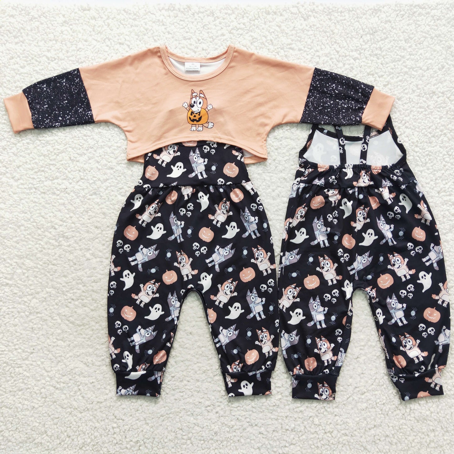 GLP0678 Cartoon dog orange long sleeve girls jumpsuits