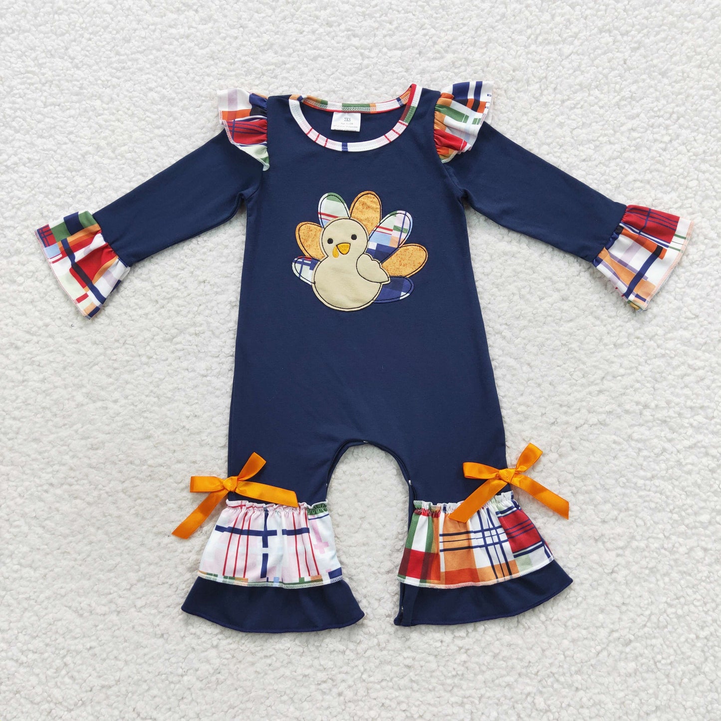 LR0366 Turkey Navy Long Sleeves Girls Romper