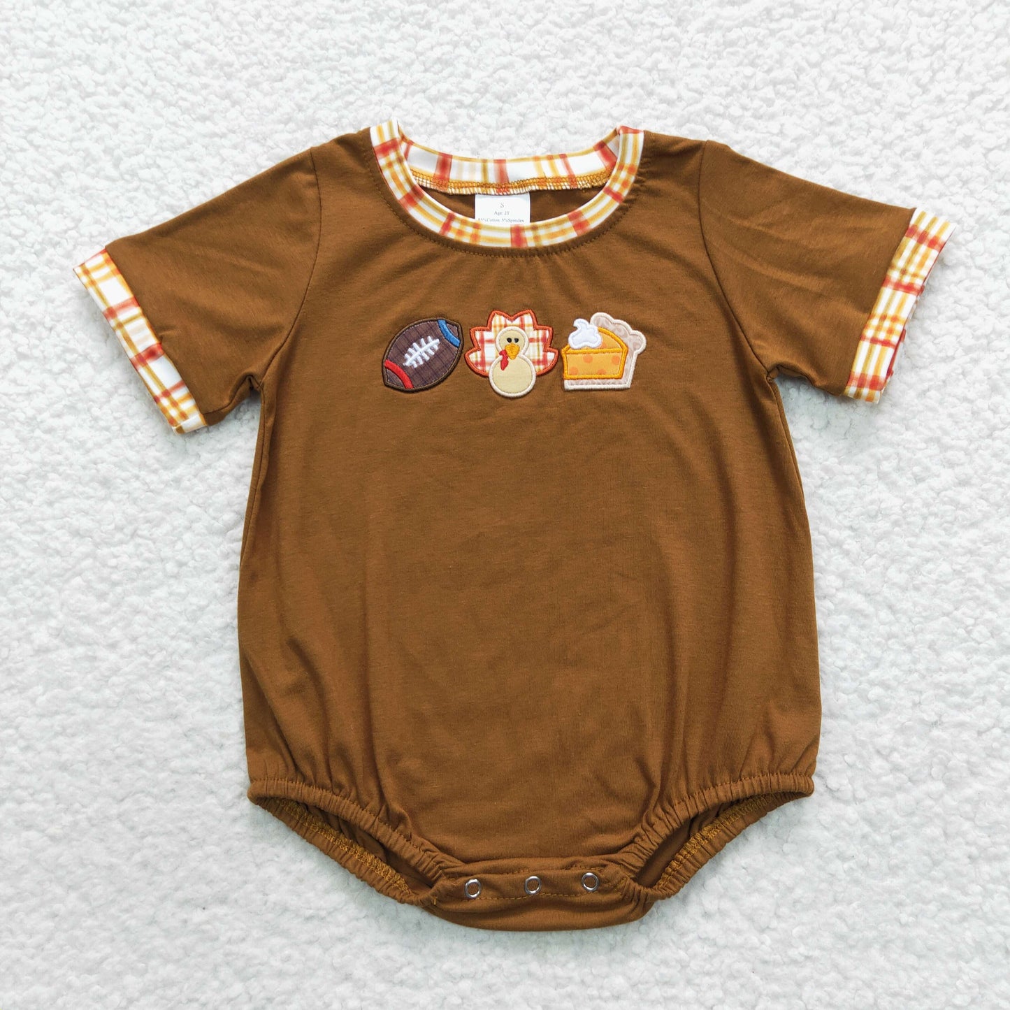 SR0417 Thanksgiving Turkey Rugby Boys Romper