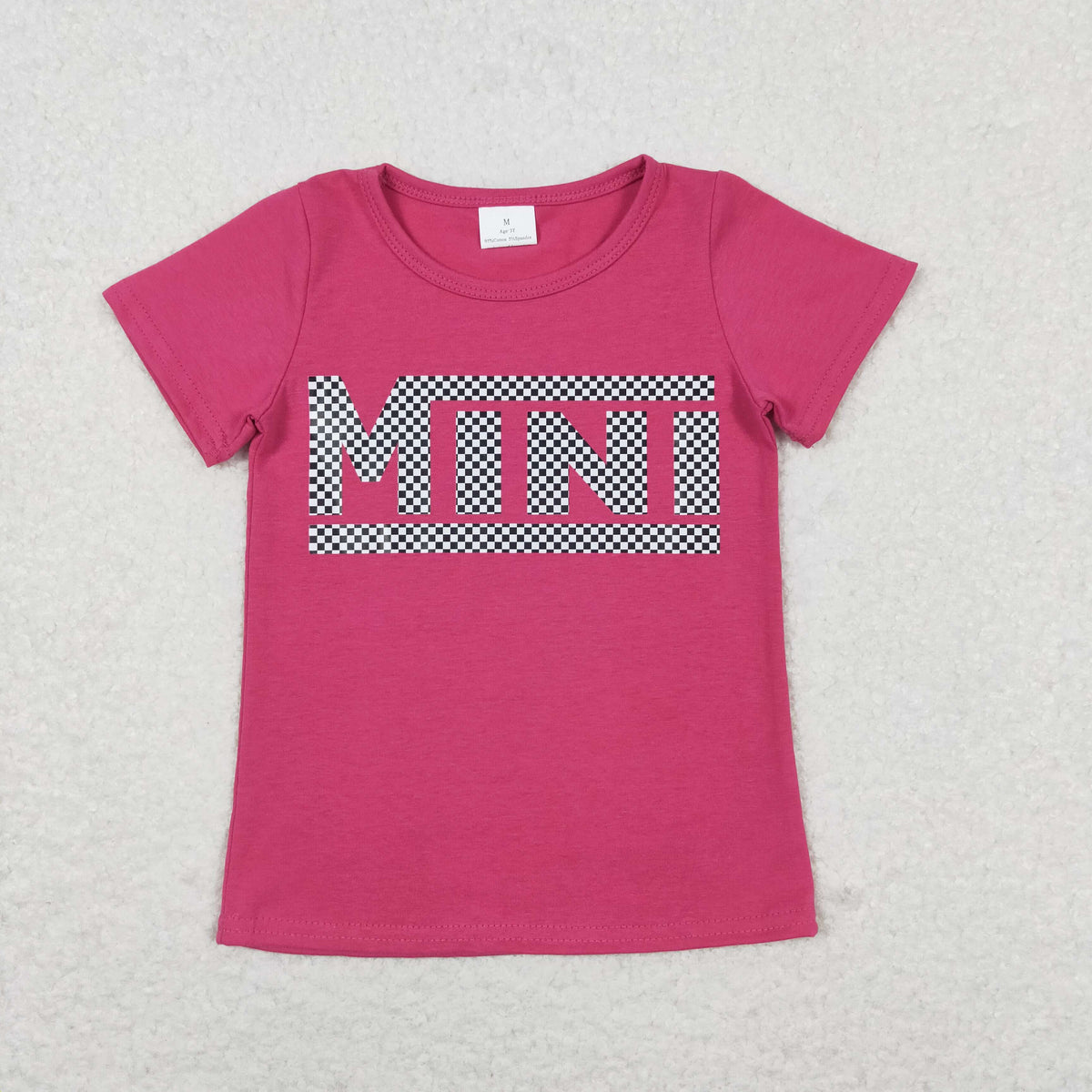 GT0573 mini hot pink short sleeve girls top