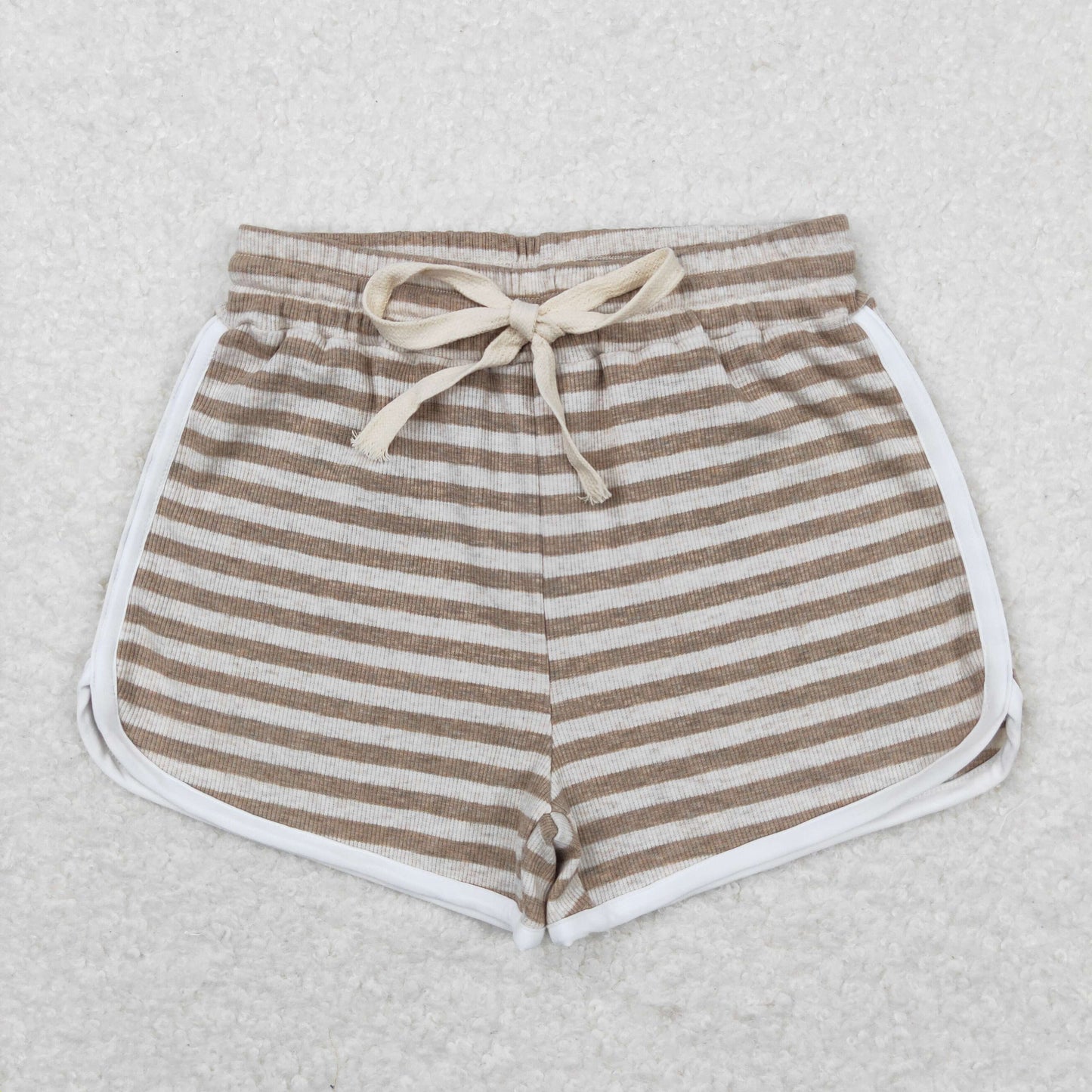 SS0346 khaki striped girls shorts