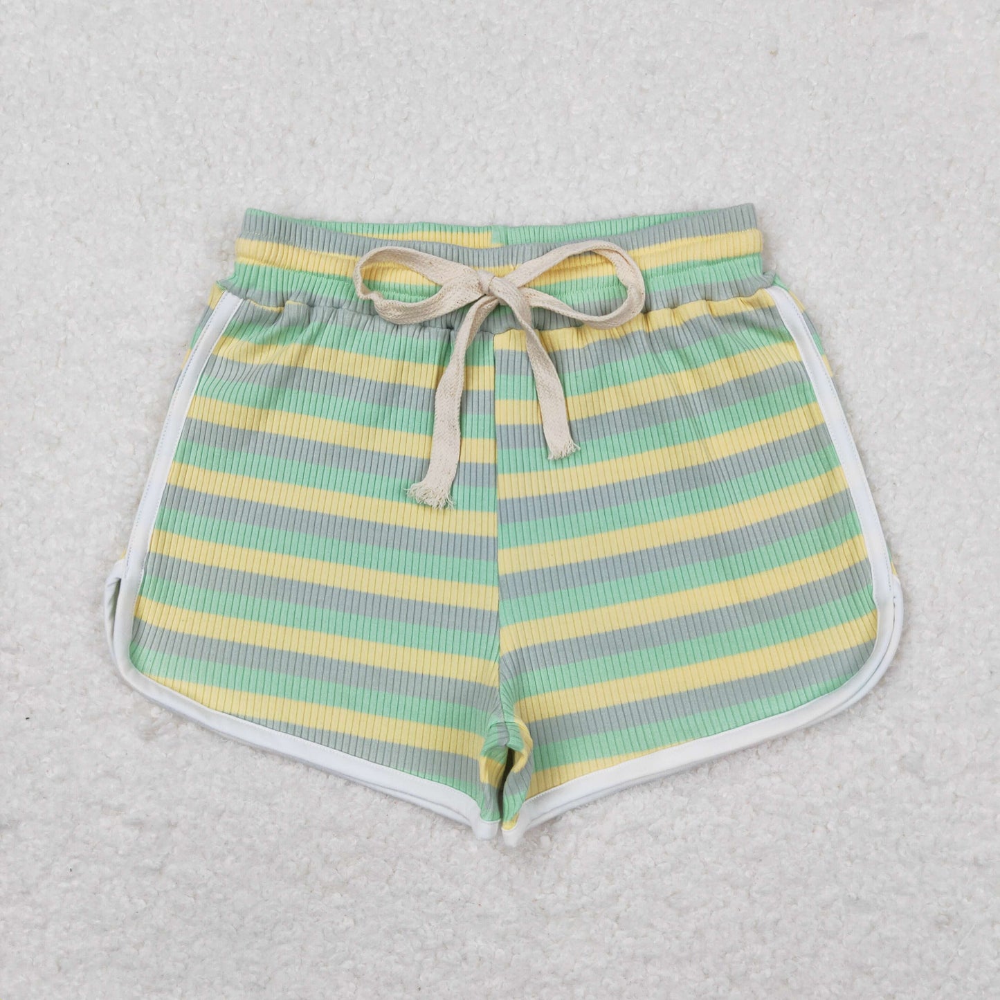 SS0341 green blue striped girls shorts