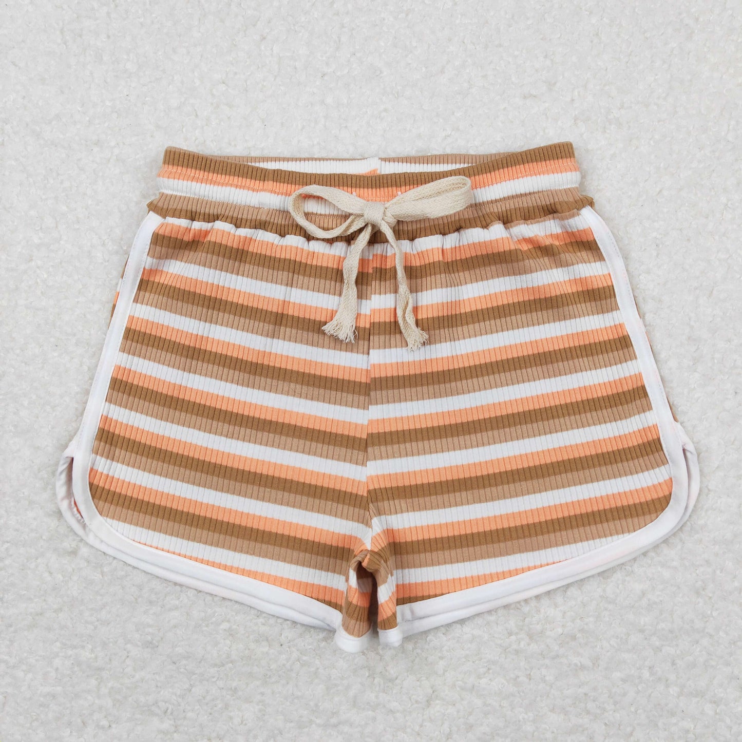 SS0336 brown orange striped girls shorts
