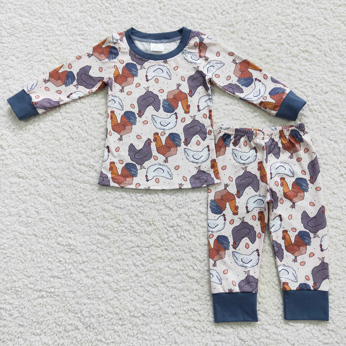 BLP0280 Farm chicken egg long sleeve pants boys pajamas