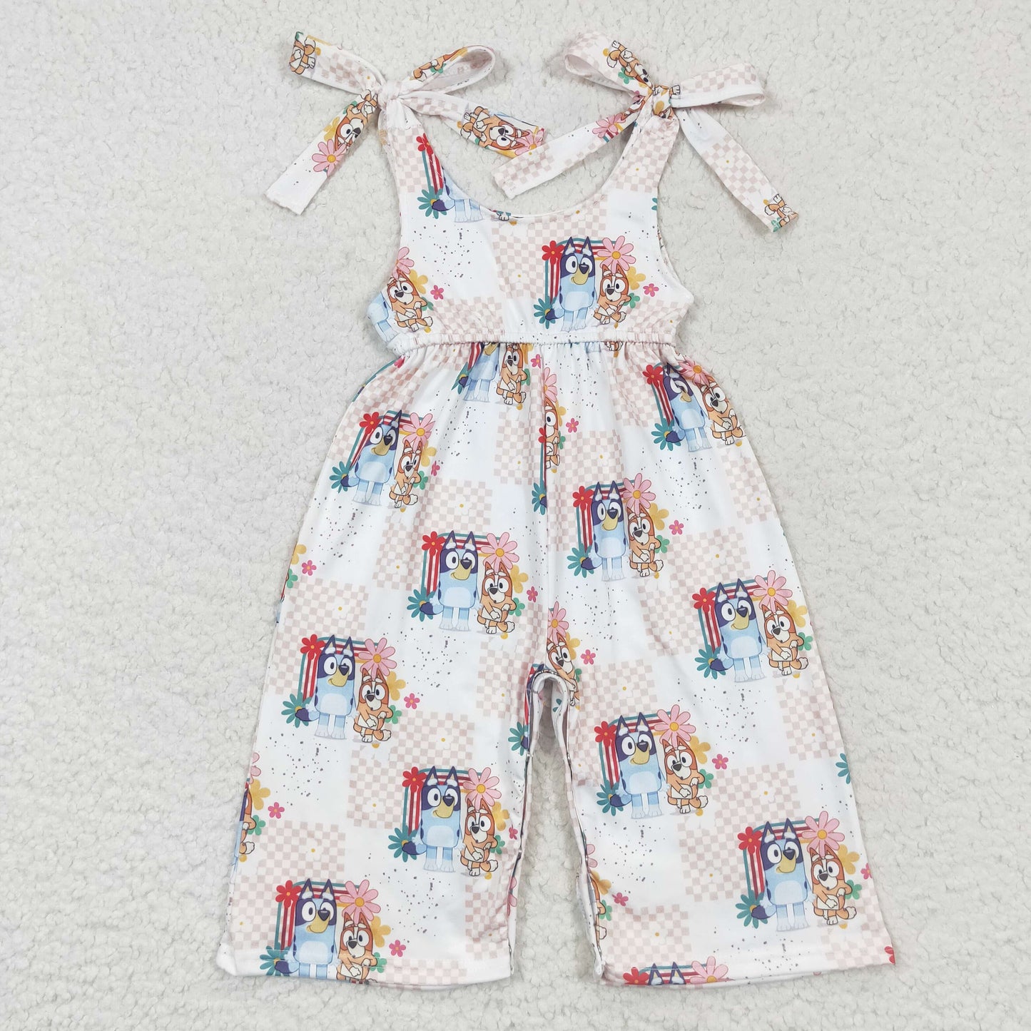 SR0435 Cartoon dog flowers girls jumpsuits