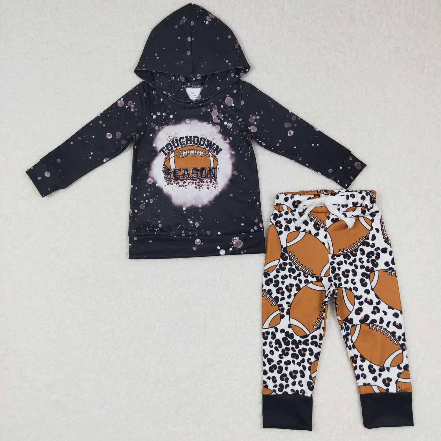 BLP0286 Football black hoodie long sleeve pants boys set