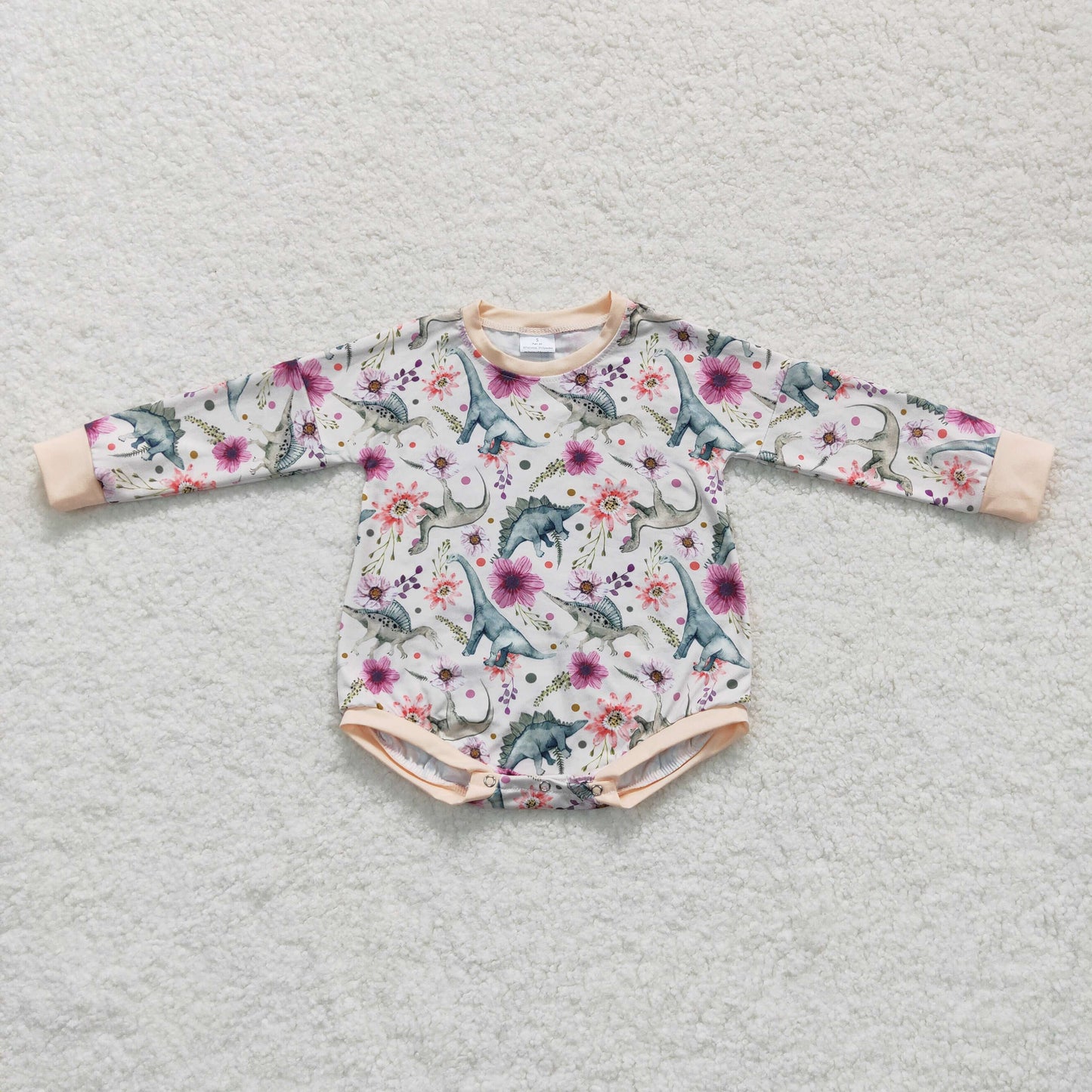 LR0436 Dinosaur flower long sleeves kids romper