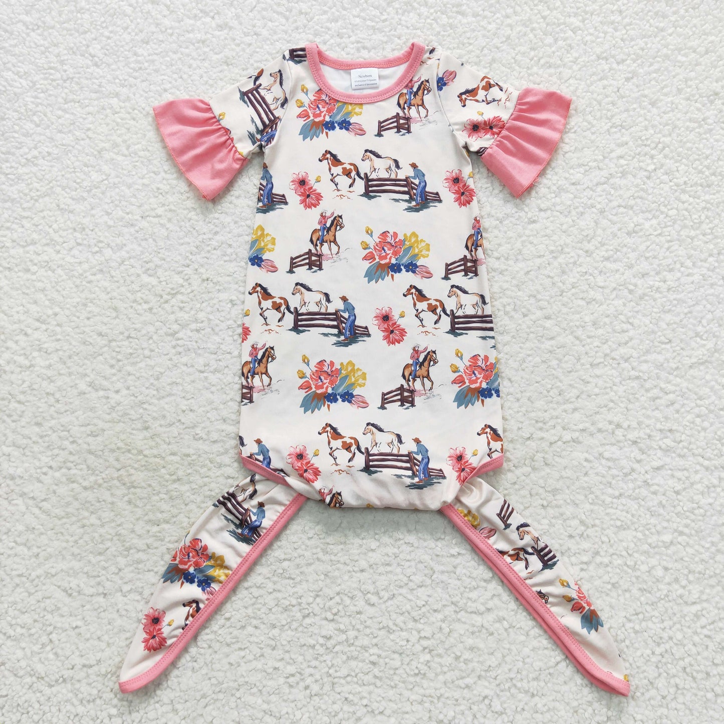 NB0021 Western horse riding flowers pink newborn