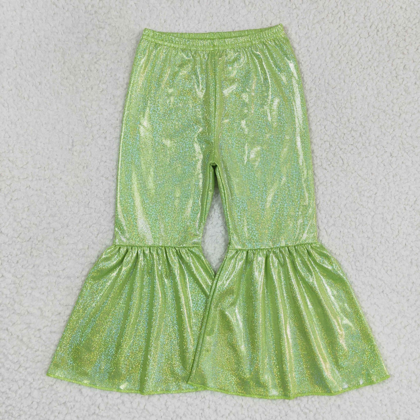 P0189 Green Metallic Glitter Lurex Shimmer Silk Disco Pants