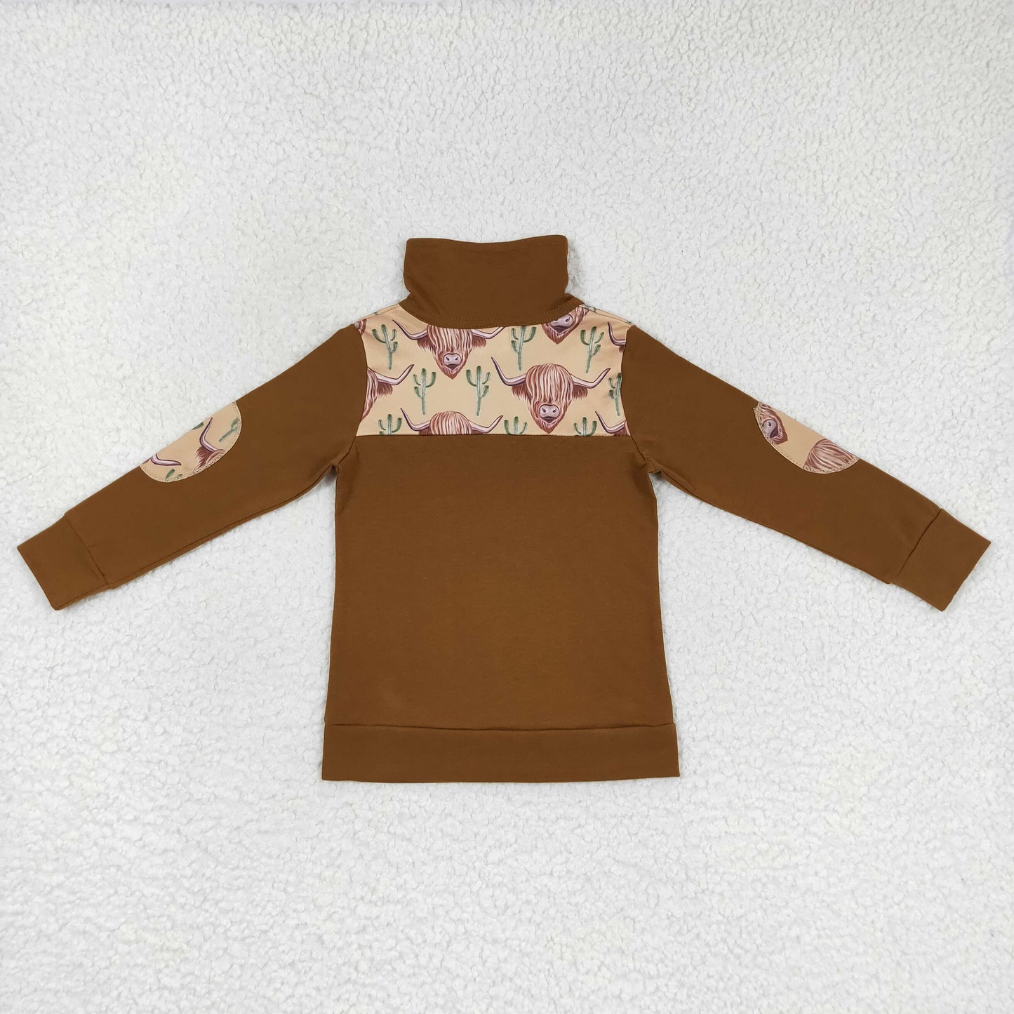 BT0298 Highland cow brown long sleeve boys top