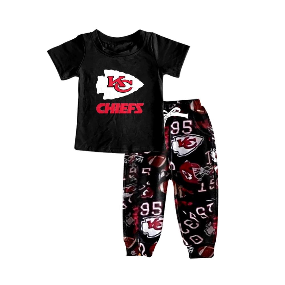 custom K team black short sleeve pants kids set