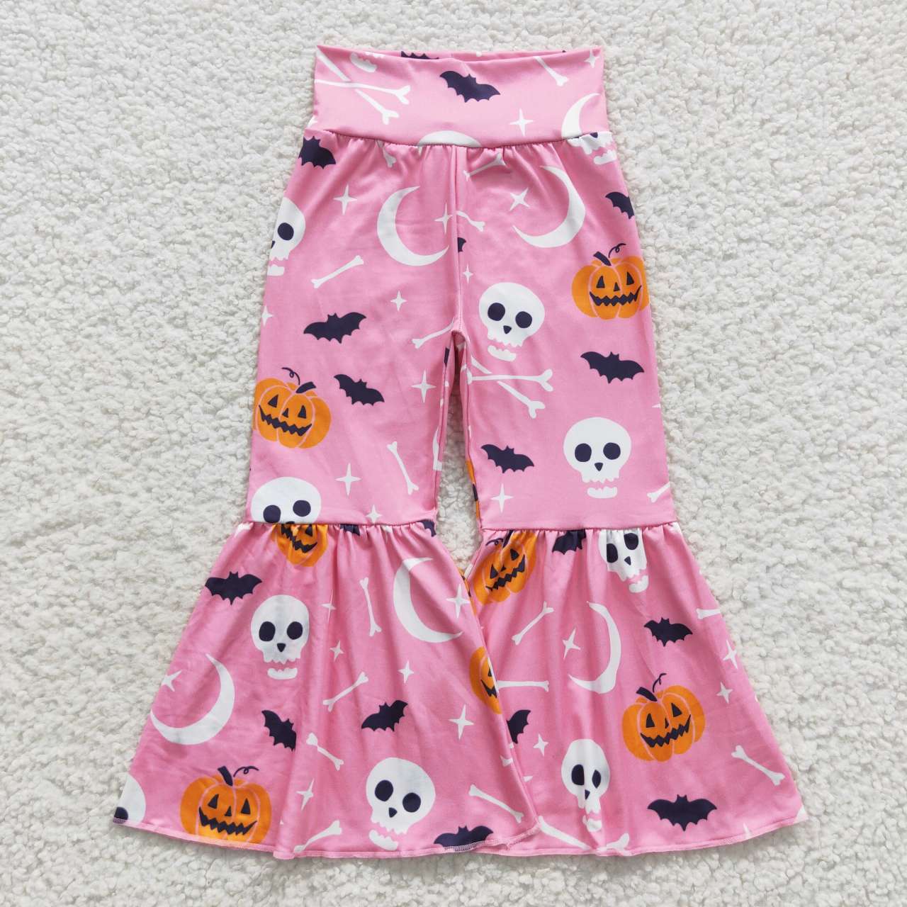 P0218 Halloween pumpkin skull pink girls pants