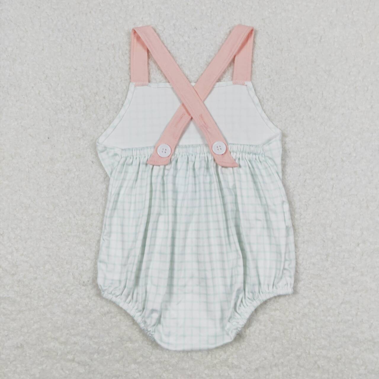 SR1229 Blue checkered pocket sleeveless boys romper