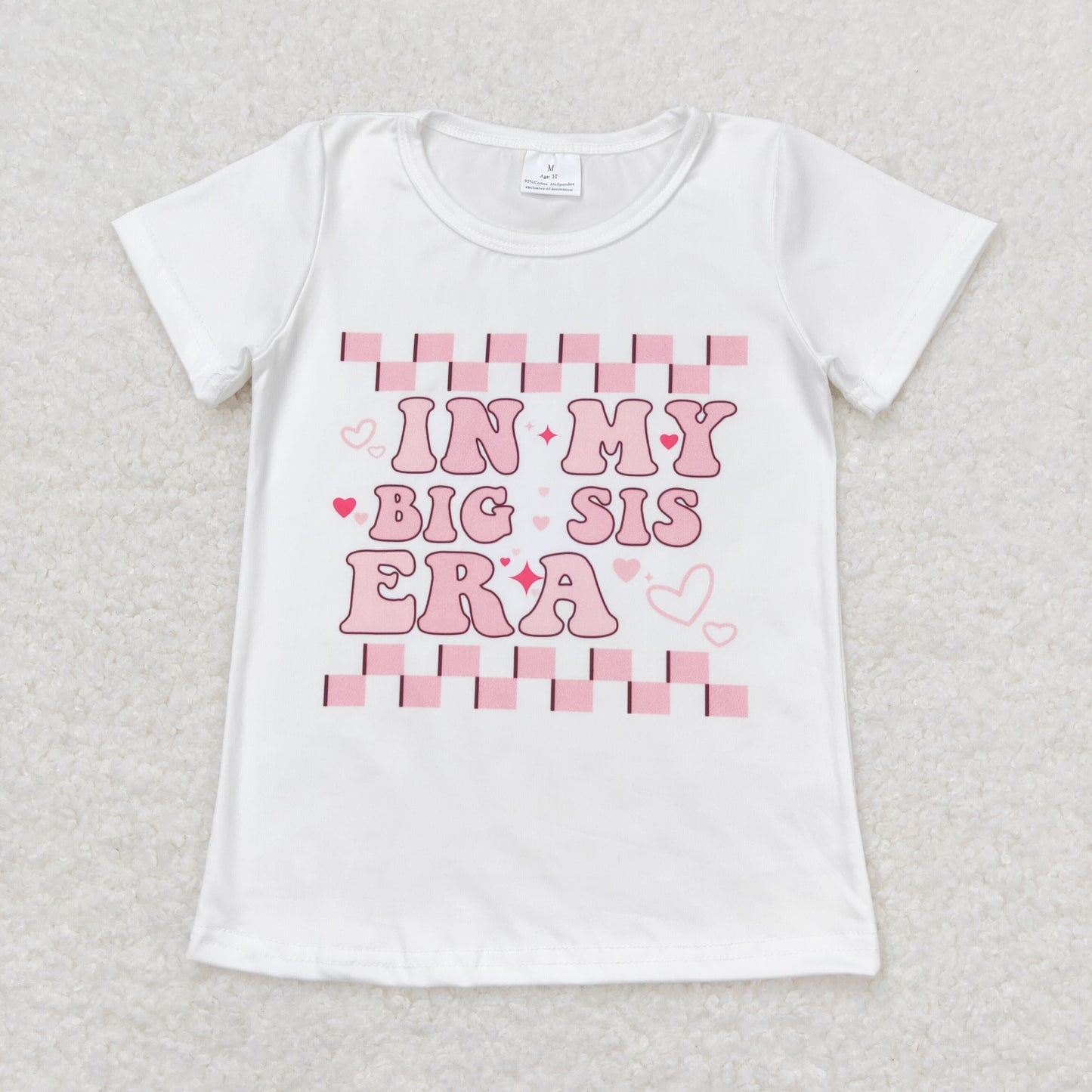 GT0556 in my big sister era checkered short sleeve girls top