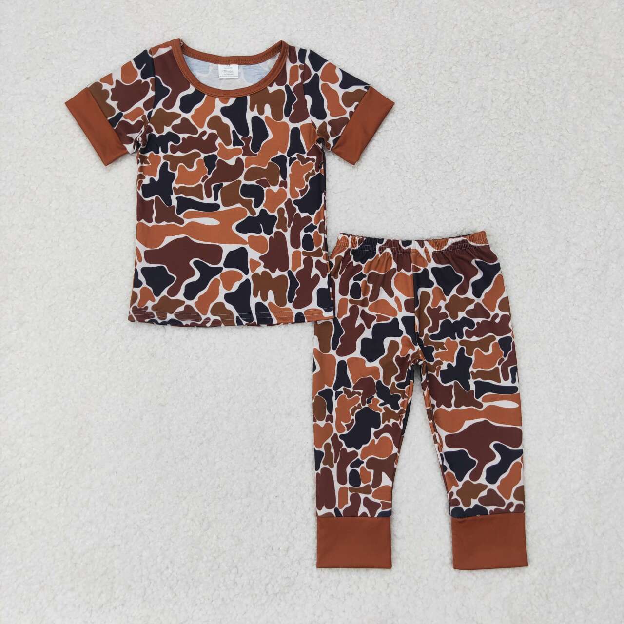 BSPO0439 bamboo brown camo short sleeve pants boys pajamas