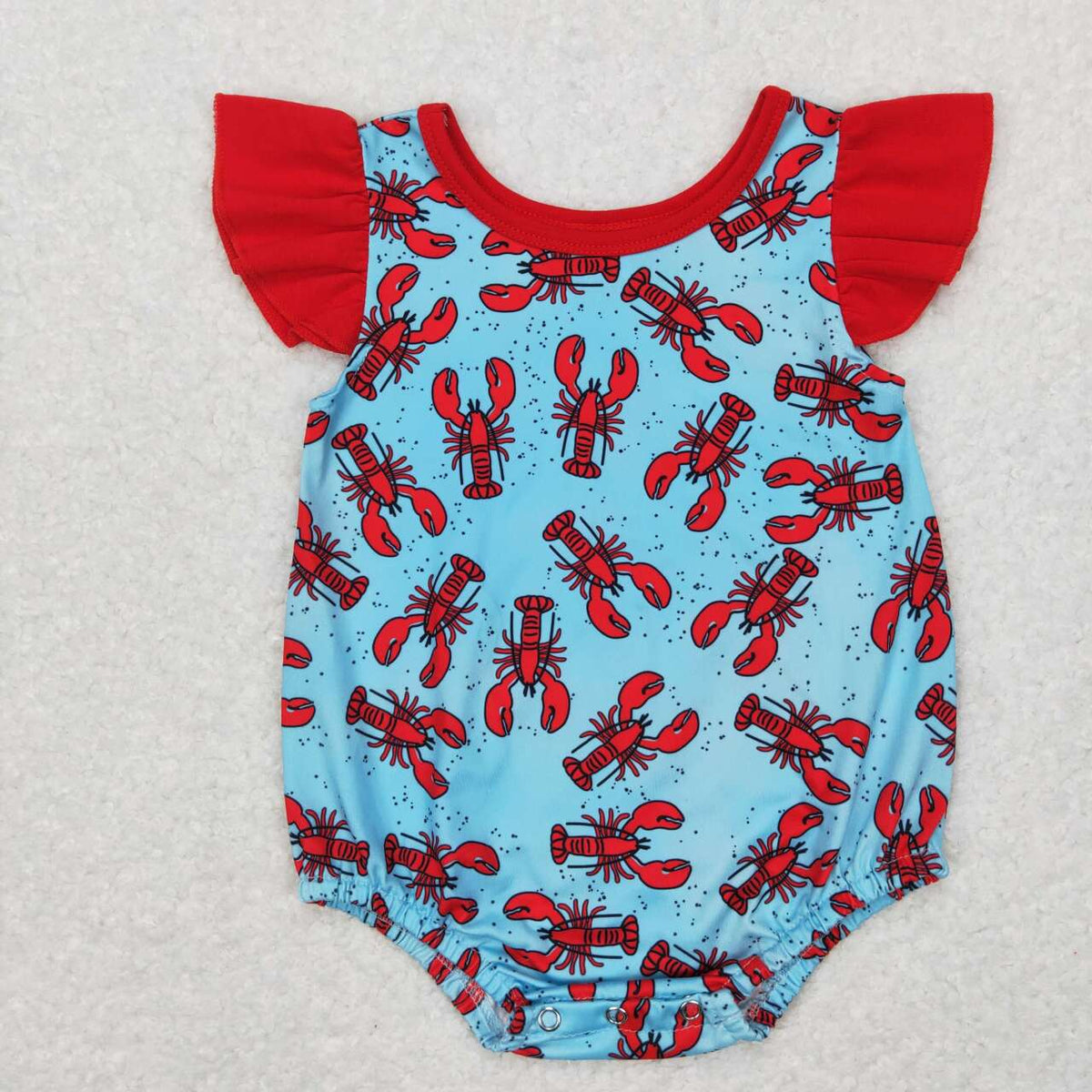 SR0458 Blue crayfish flutter sleeve girls romper