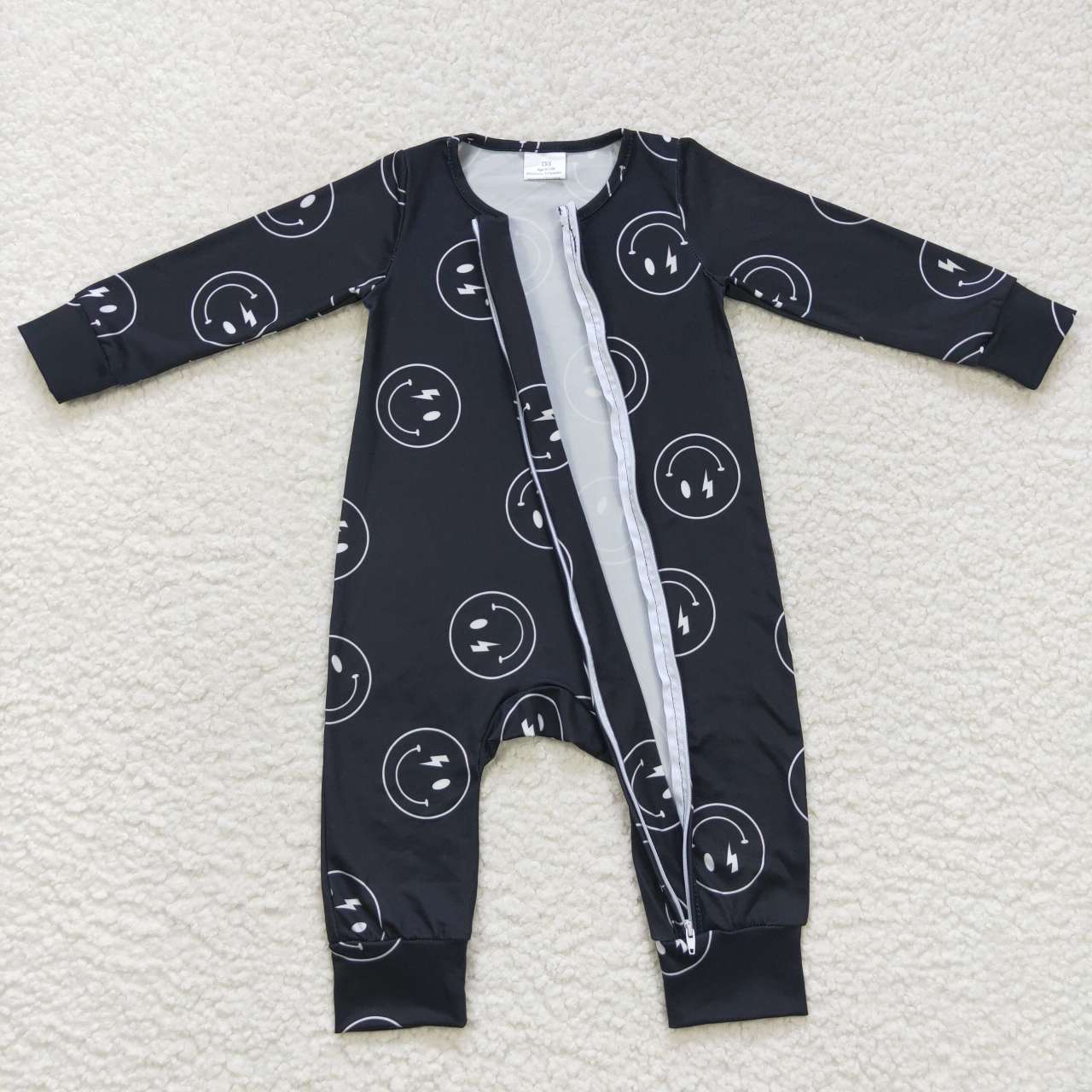 LR0654 Smile black long sleeve kids romper