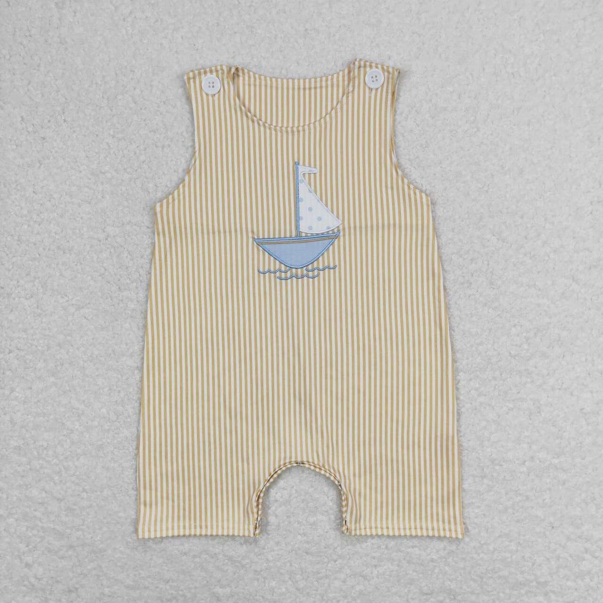 SR1062 Sailboat yellow striped sleeveless boys romper