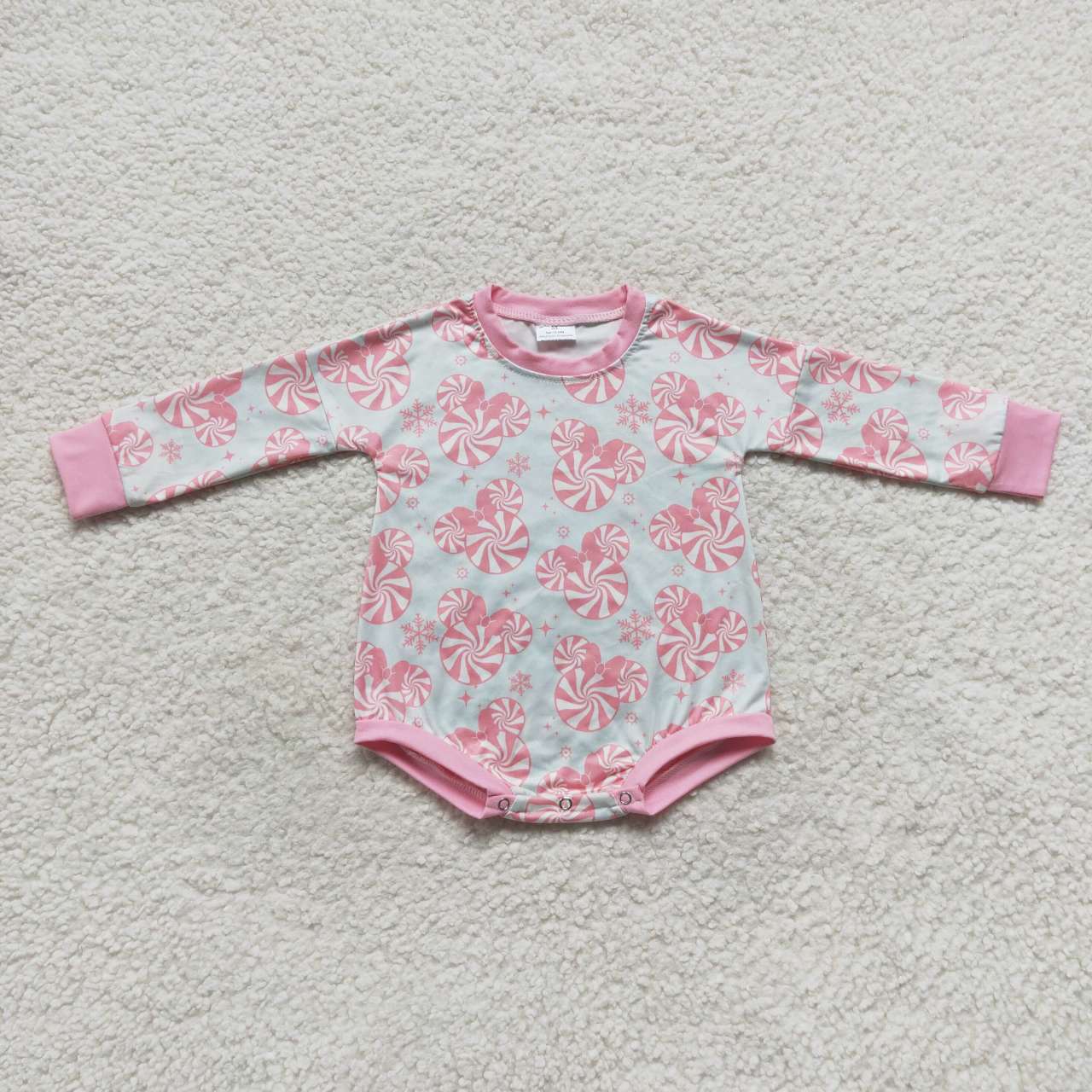 LR0643 Christmas Santa Claus truck pink long sleeve girls romper