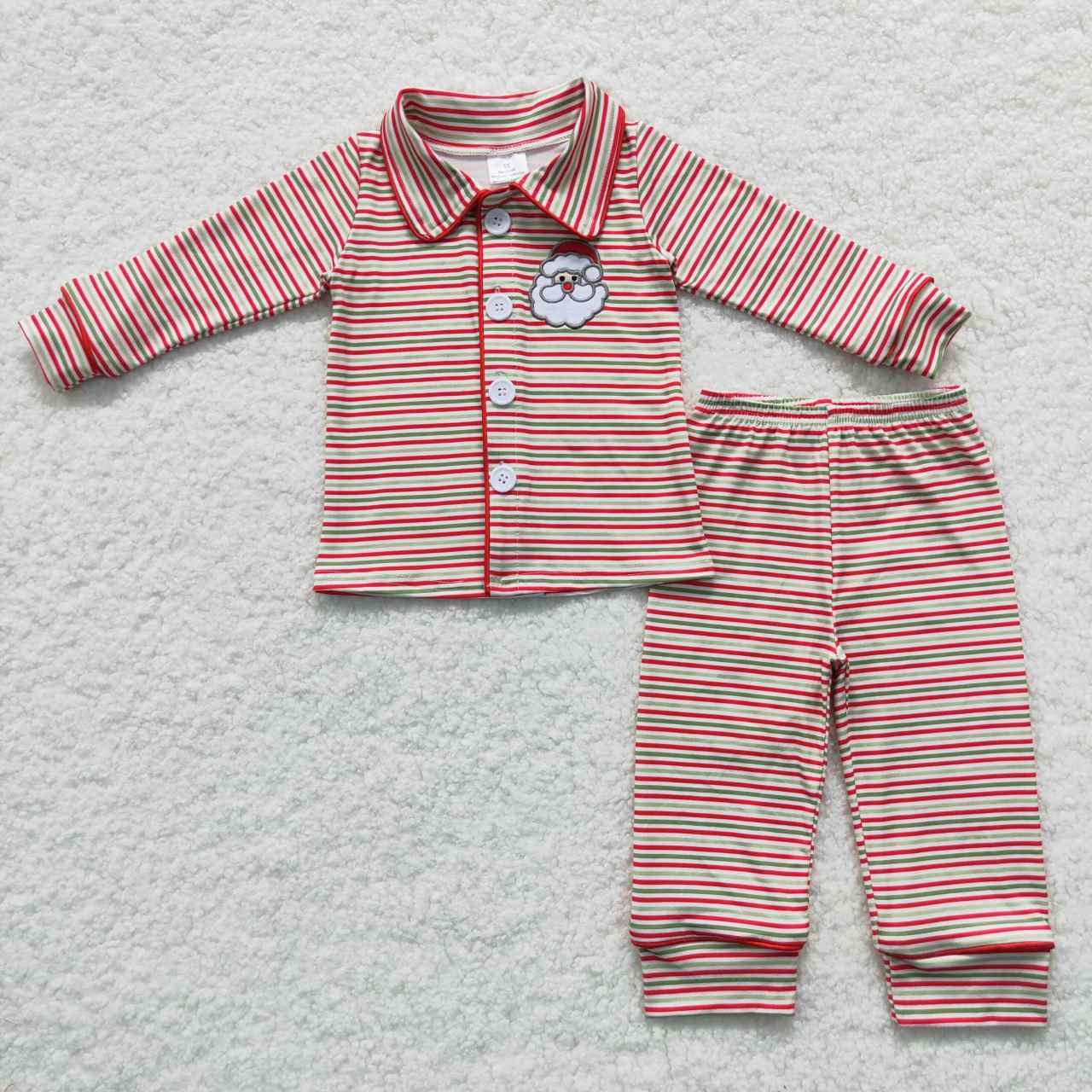 BLP0221 Christmas Santa Claus red & green long sleeve pants boys pajamas