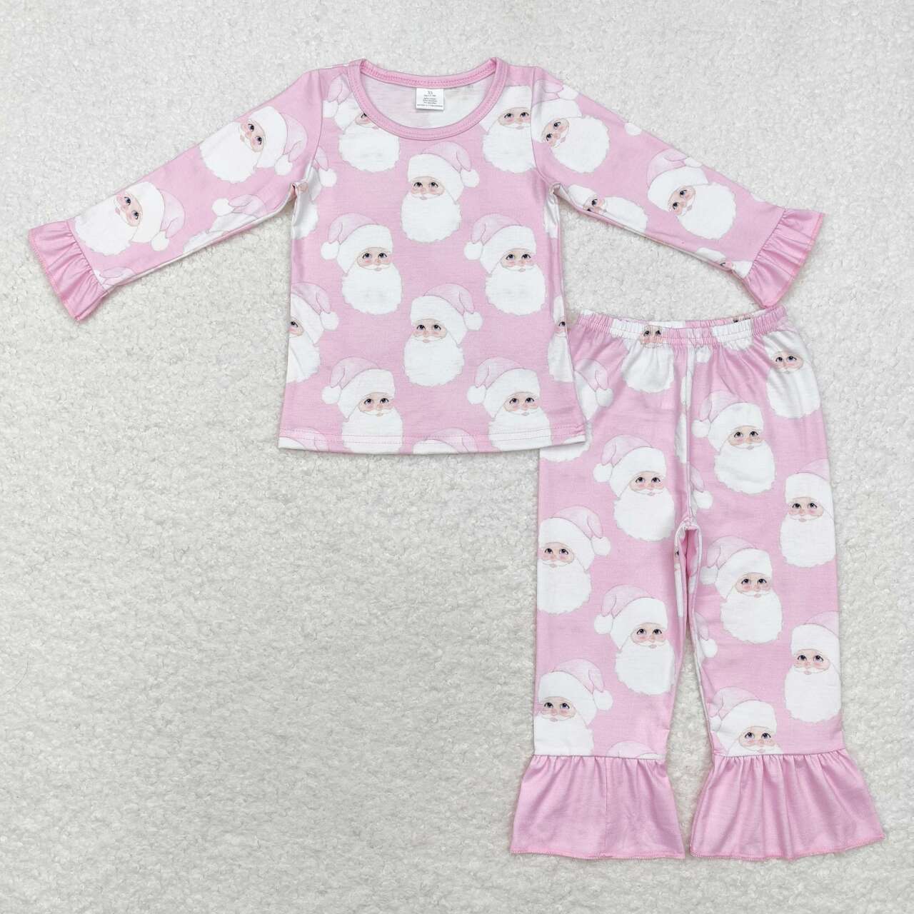 GLP1534 bamboo Christmas Santa pink long pants girls pajamas