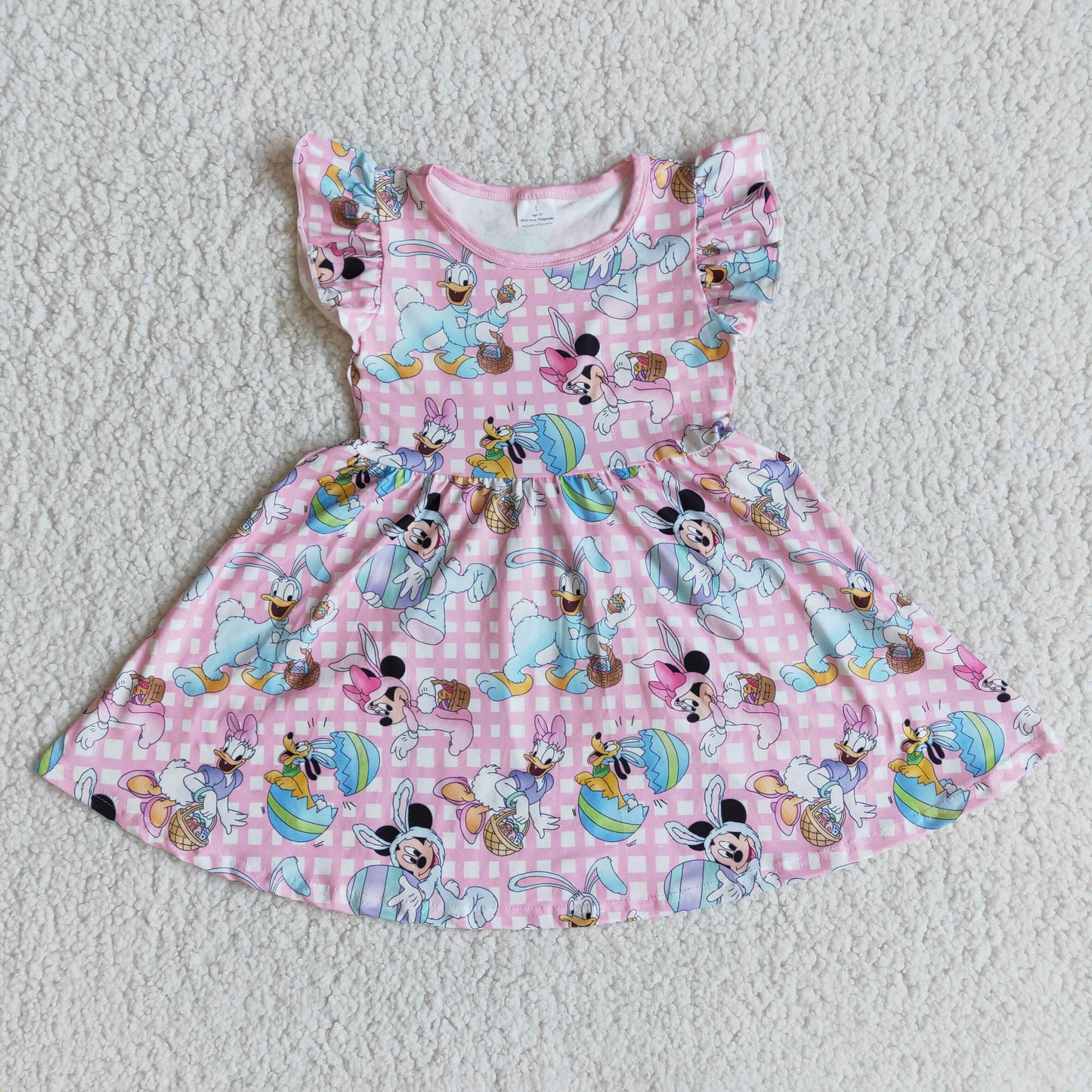 Easter Cartoon Flutter Sleeve Dress