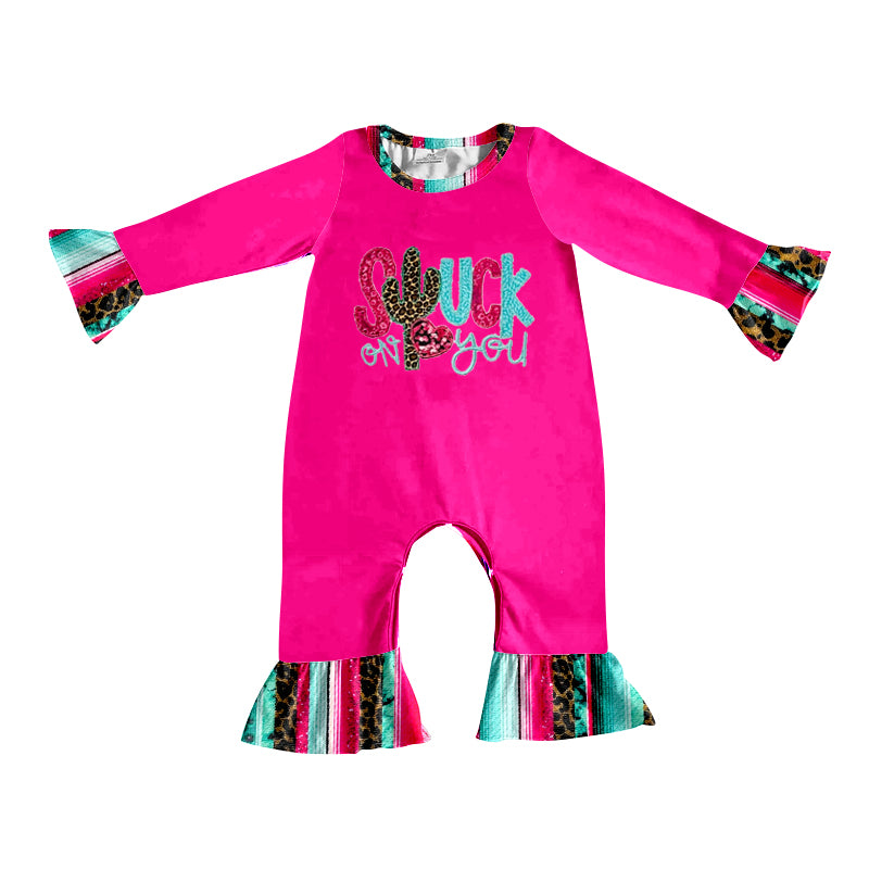 preorder LR0790 Cactus hot pink long sleeve girls romper