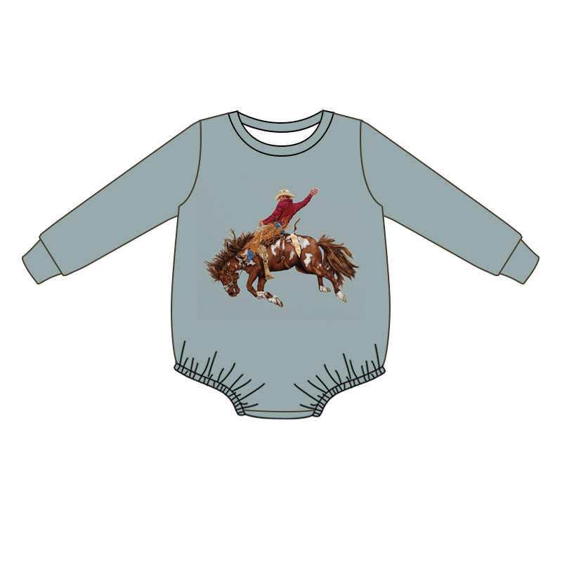 preorder LR0793 Western grey long sleeve kids romper