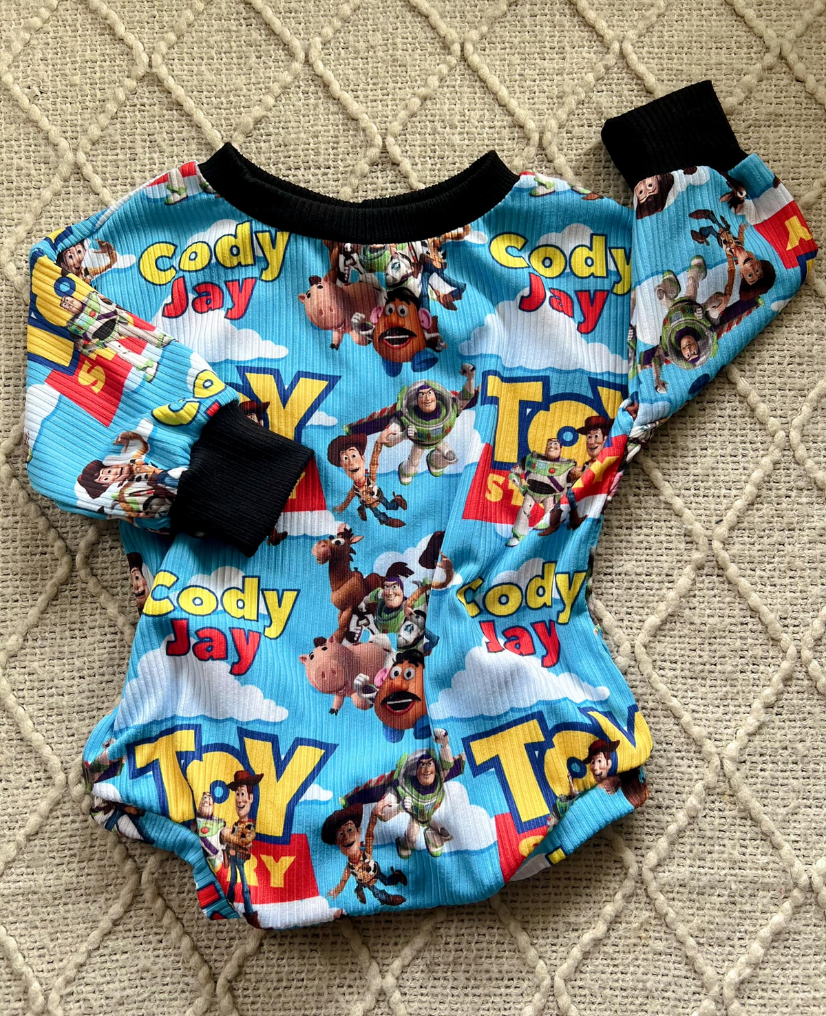 preorder LR0913 Cartoon toy blue long sleeve kids romper