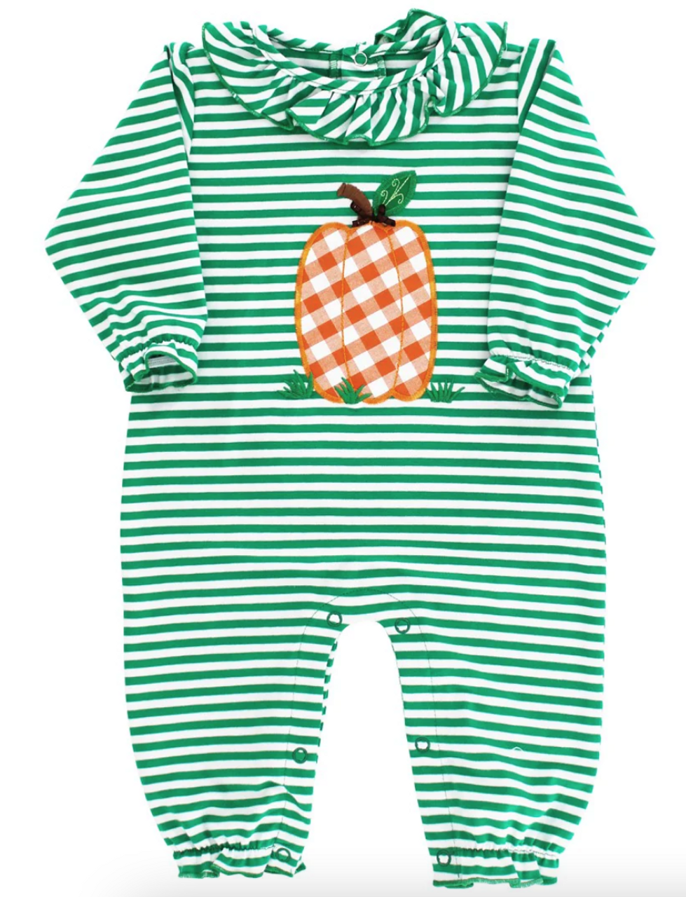 preorder LR0936 pineapple green striped long sleeve ruffles girls romper