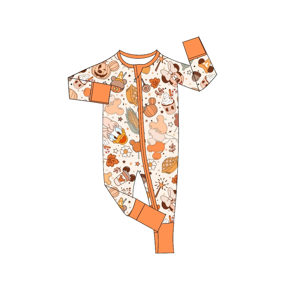 preorder LR0978 cartoon pumpkin cartoon long sleeve zipper girls romper