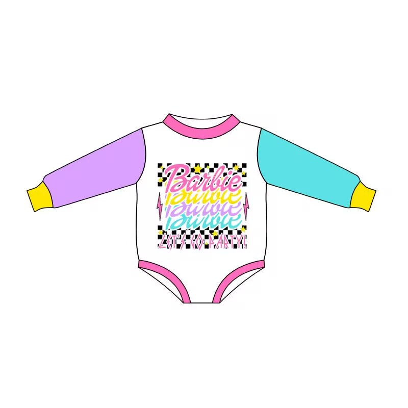 preorder LR1003 cartoon BA purple blue long sleeve girls romper