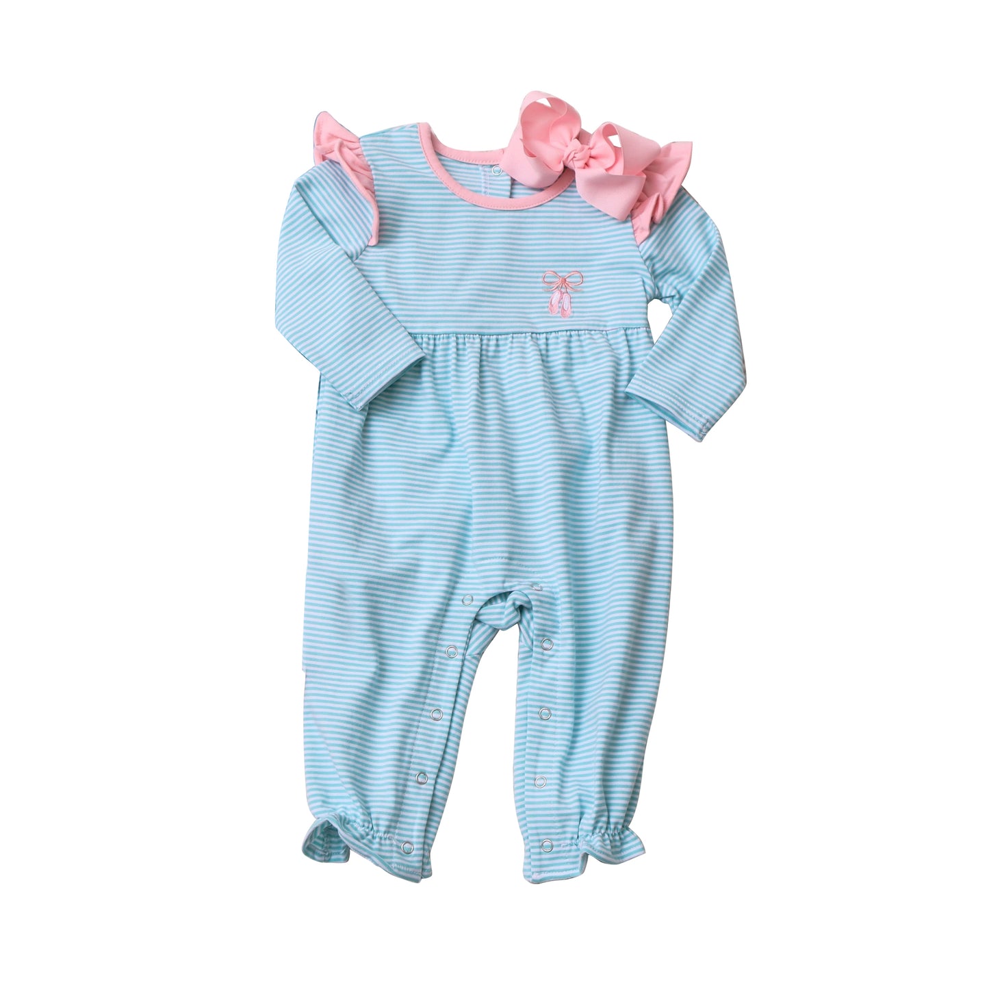 preorder LR1004 dance shoe blue striped long sleeve girls romper