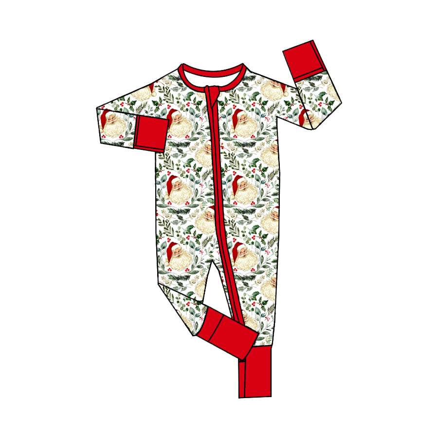 preorder LR1080 Christmas Santa red long sleeve girls zipper romper