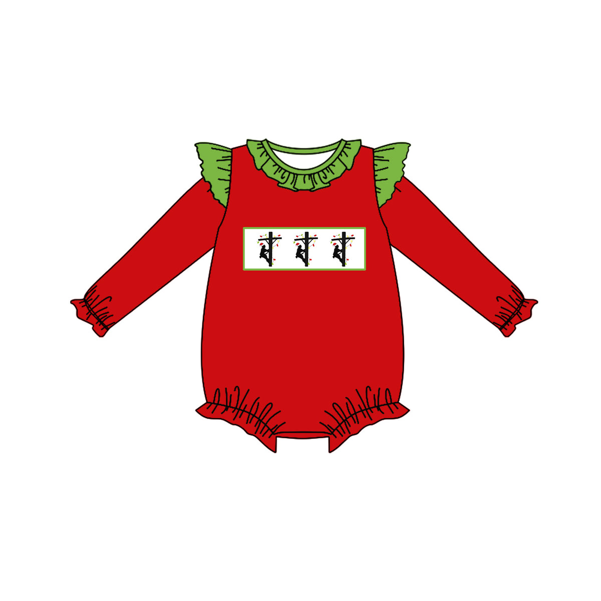 preorder LR1232 lineman red long sleeve girls romper