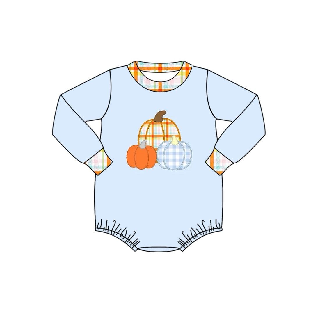 preorder LR1270 Autumn full pumpkin blue long sleeve boys romper