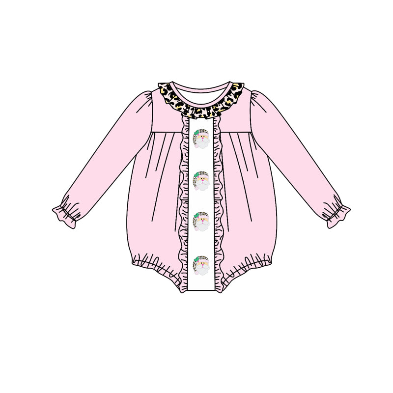 preorder LR1301 Christmas Santa pink long sleeve girls romper