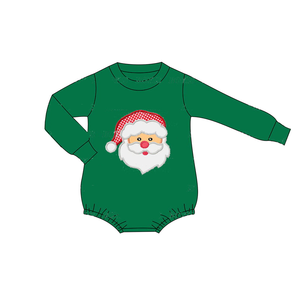 preorder LR1309 Christmas Santa green long sleeve boys romper
