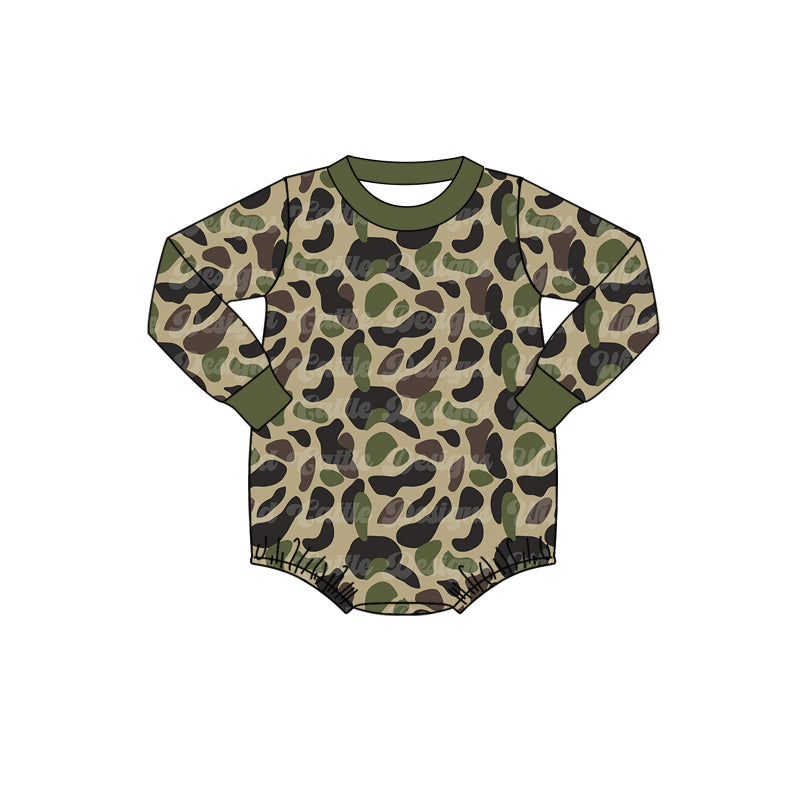 preorder LR1550 green camo long sleeve boys romper
