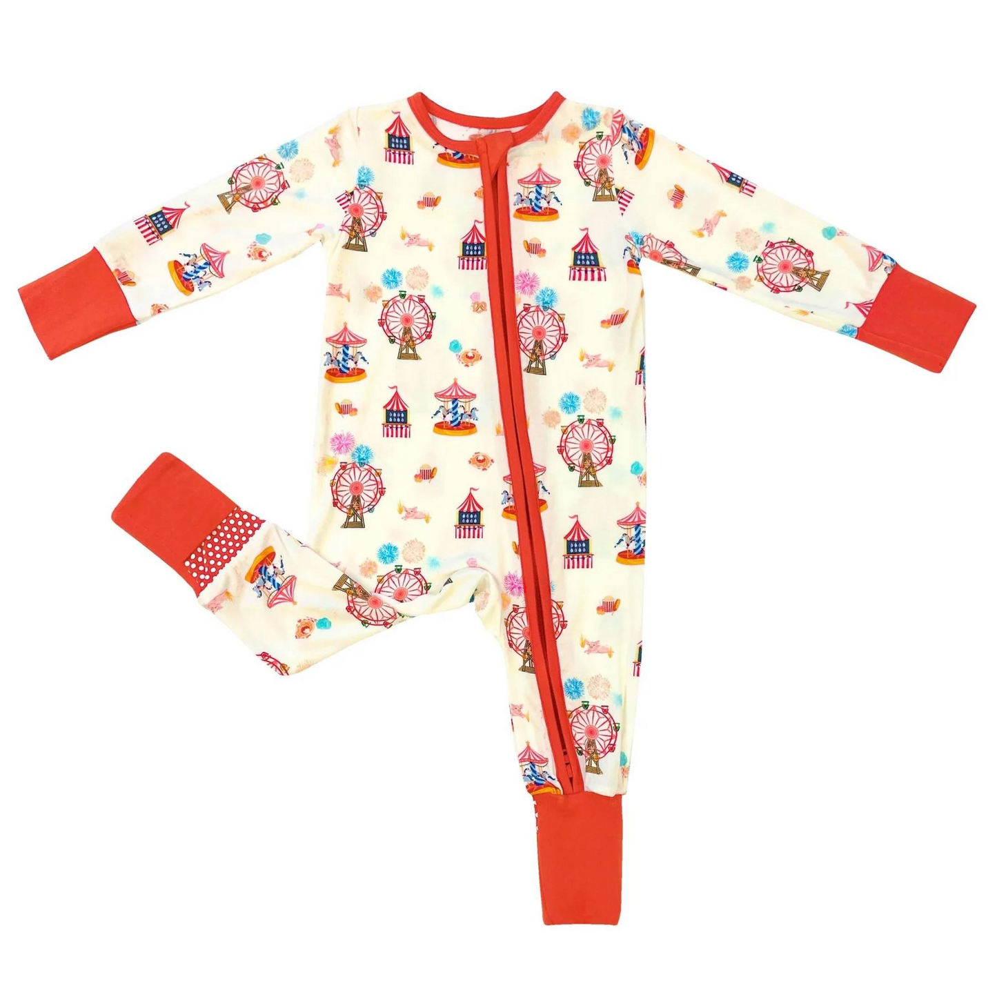 preorder LR1554 fair carousel long sleeve zipper boys romper